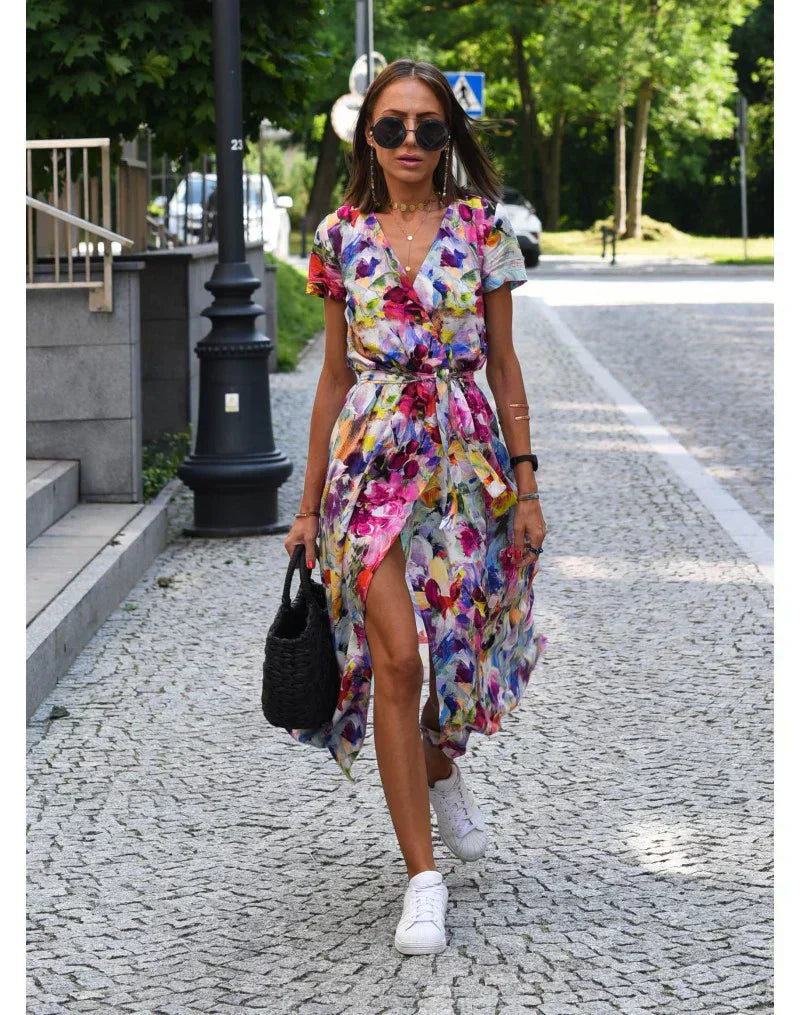 Julia | Robe Midi Cache-Cœur Florale