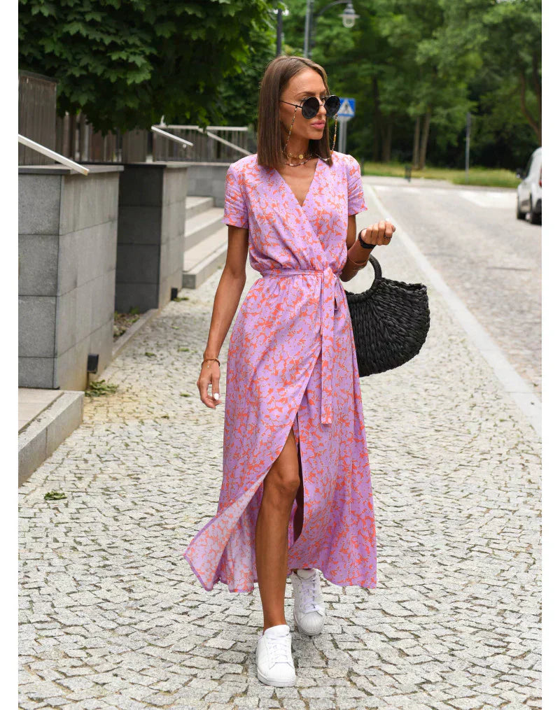Julia | Robe Midi Cache-Cœur Florale