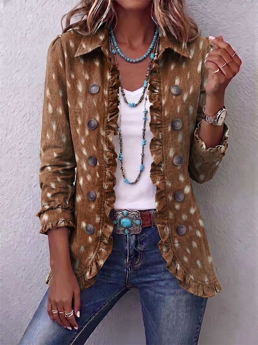Nicolasa | Veste Imprimé Animal avec Volants
