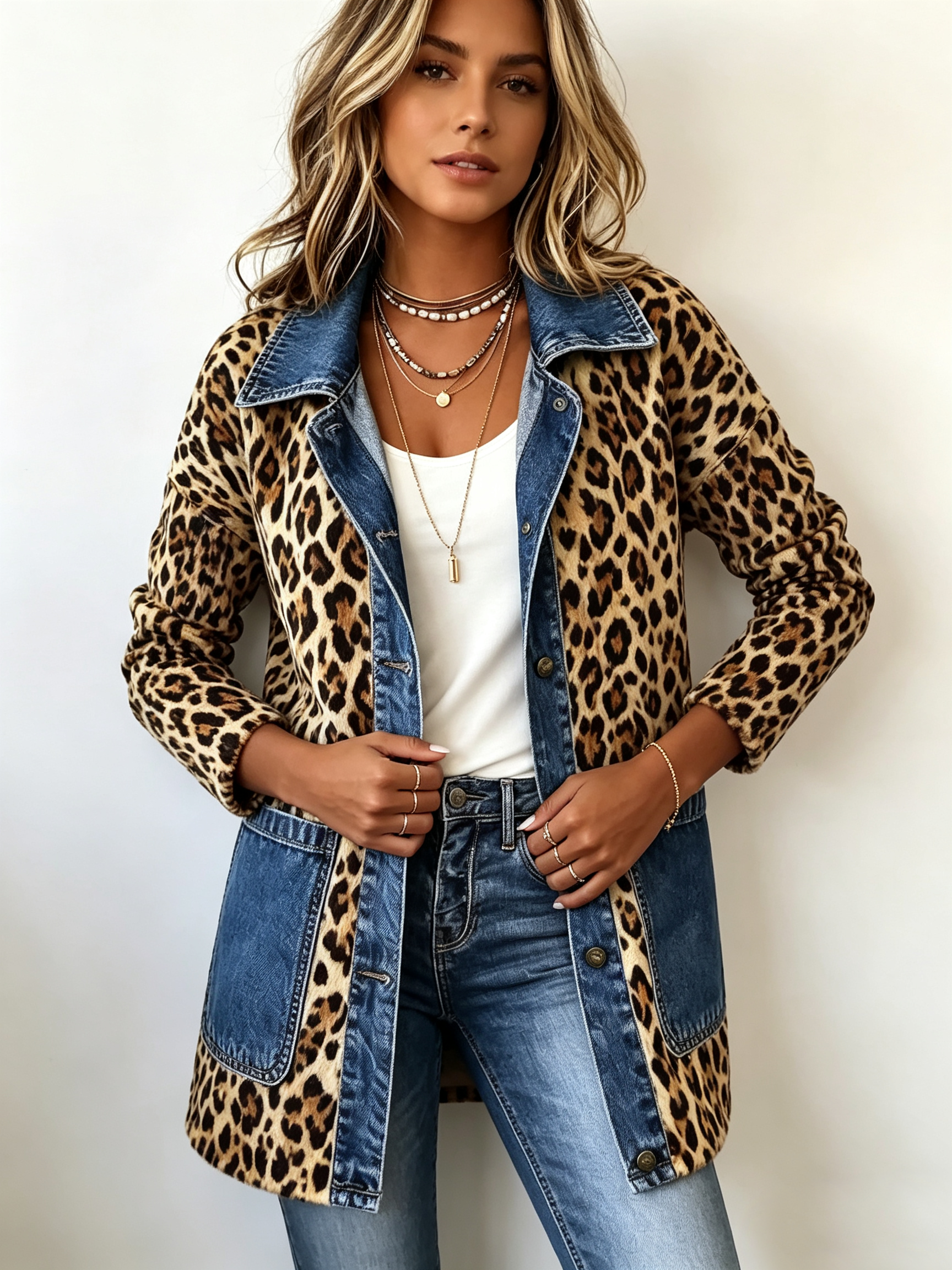 Lorena | Veste Longue en Léopard avec Jean