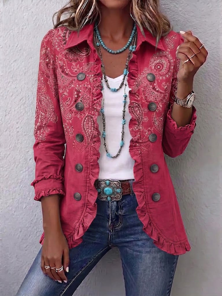 Adoración | Veste en Cachemire Rose avec Volants