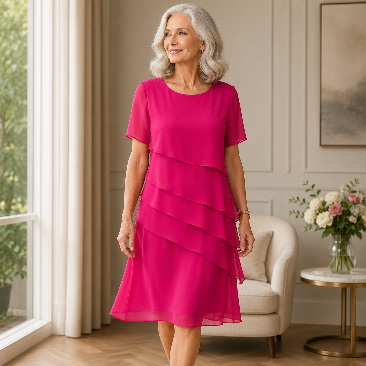 Linda | Robe élégante à volants fluides