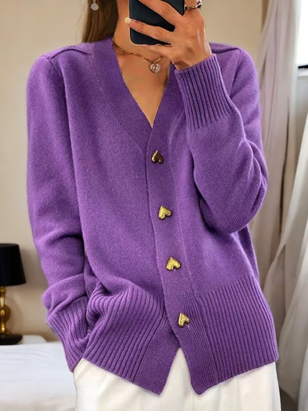 Marielle | Gilet en maille avec boutons en forme de cœur