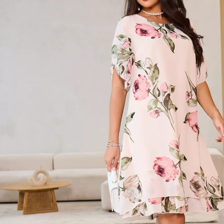 Amélie | Bloemenjurk met zachte chiffonlaag