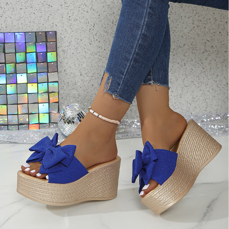 Gianna | Plateau slippers met oversized strik