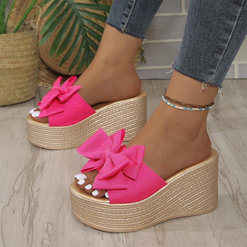 Gianna | Plateau slippers met oversized strik