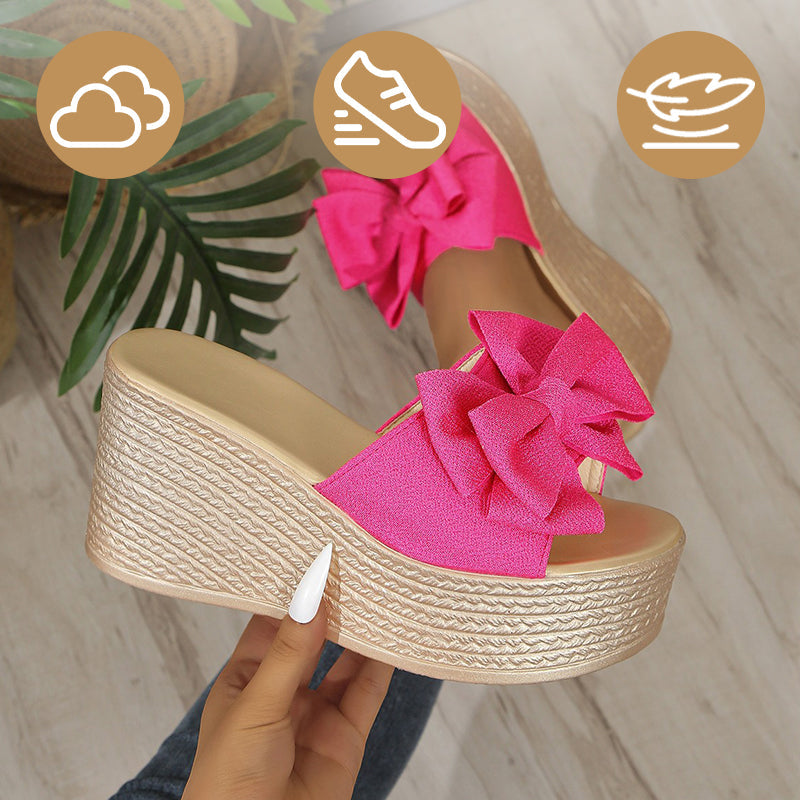 Gianna | Plateau slippers met oversized strik