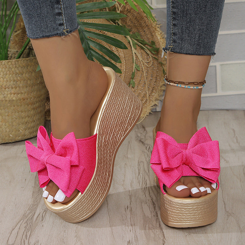 Gianna | Plateau slippers met oversized strik