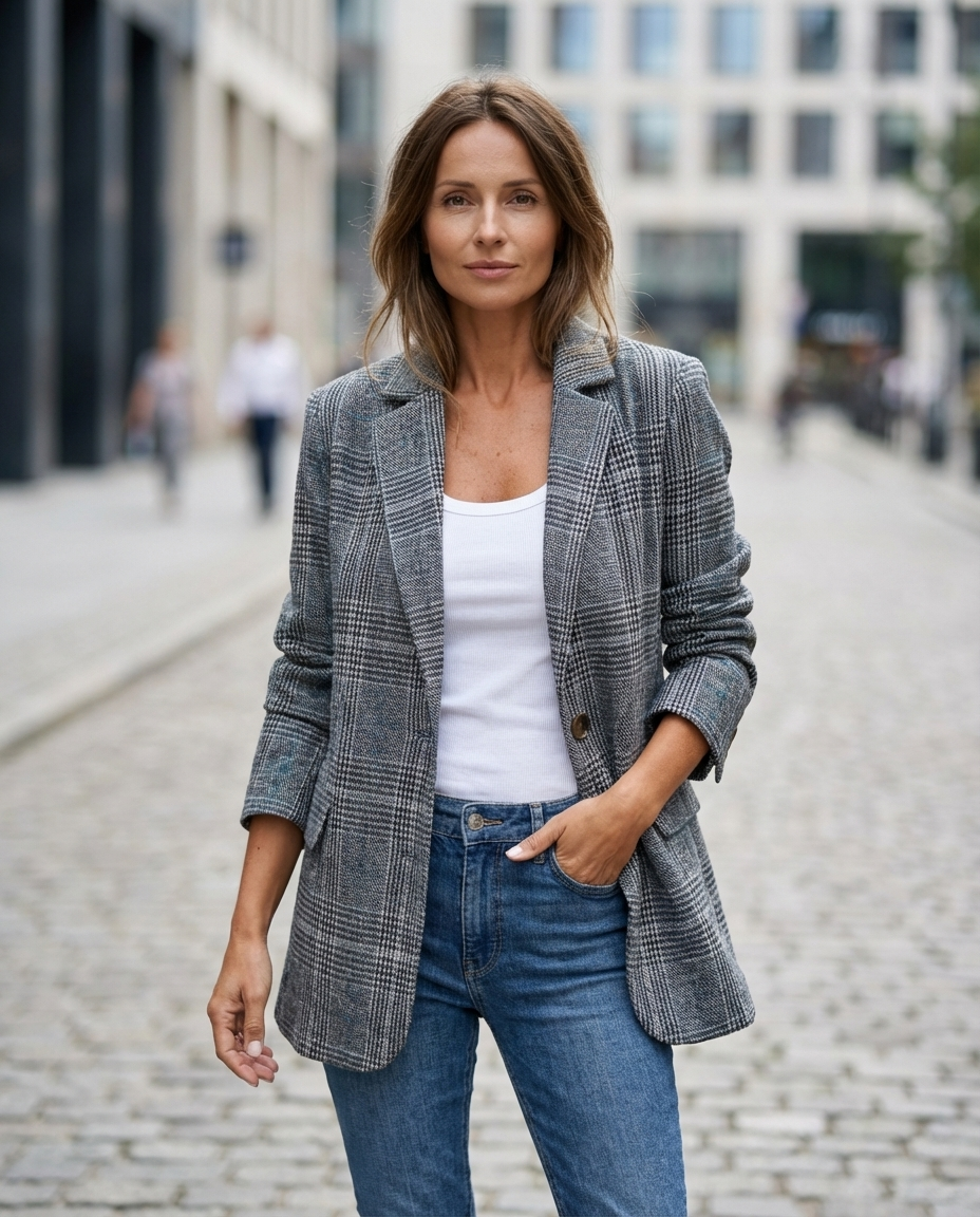 Domitille | Blazer élégant à carreaux
