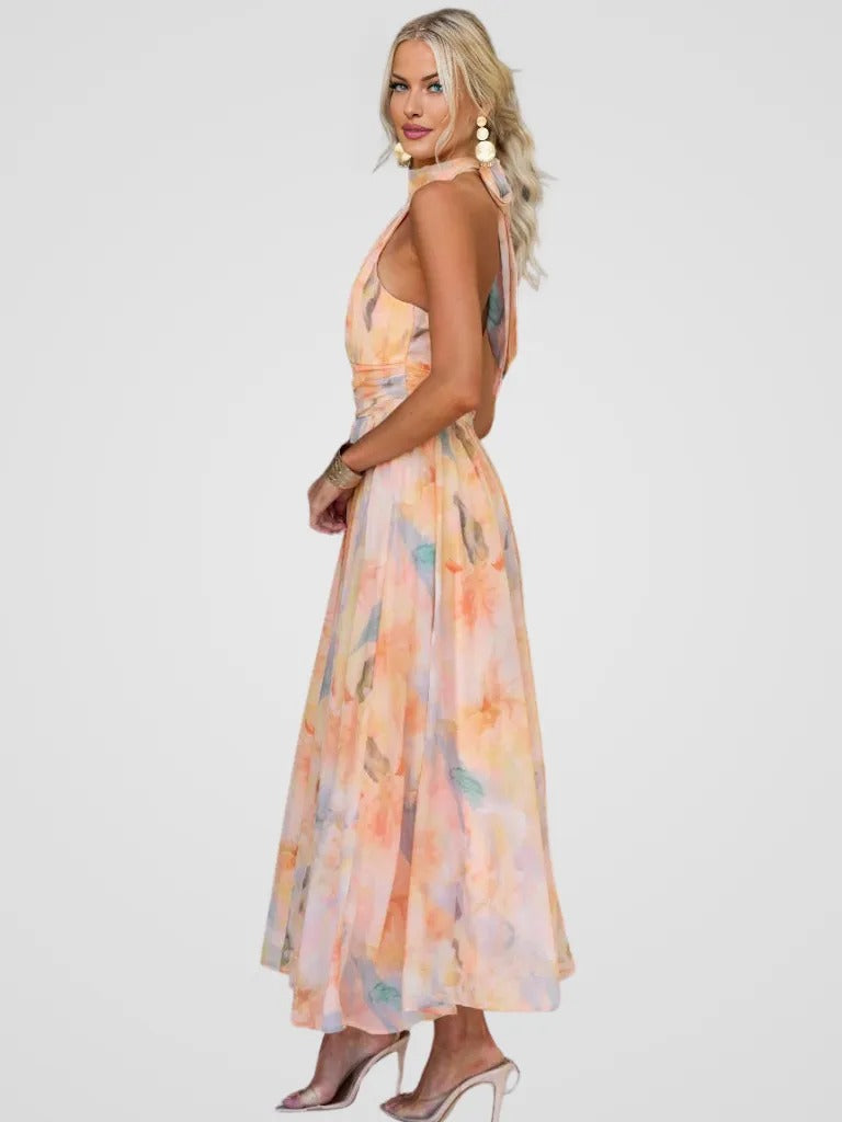 Solene | Robe d’été dos nu aux couleurs raffinées