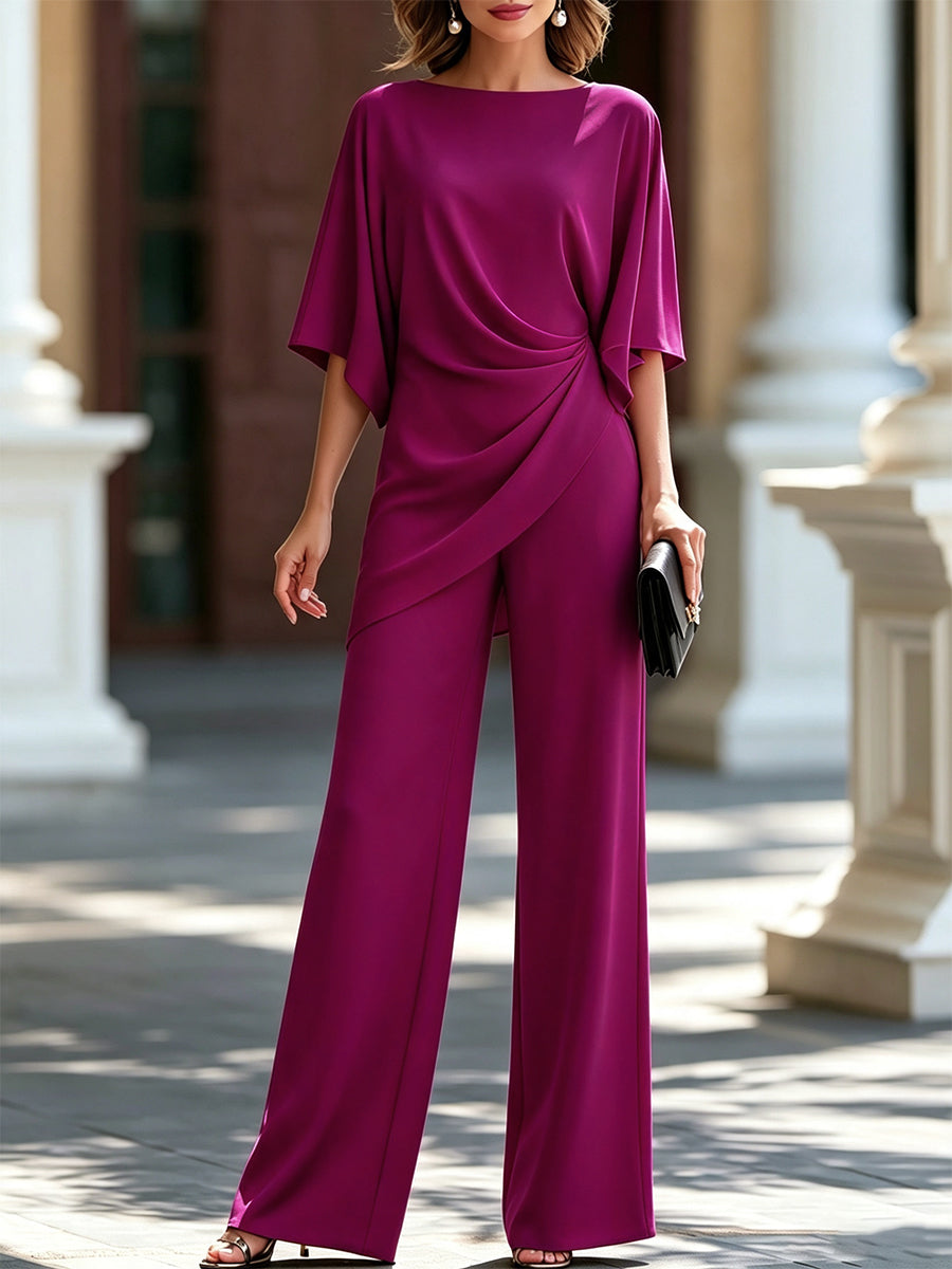 Noémie | Ensemble blouse drapée et pantalon ample