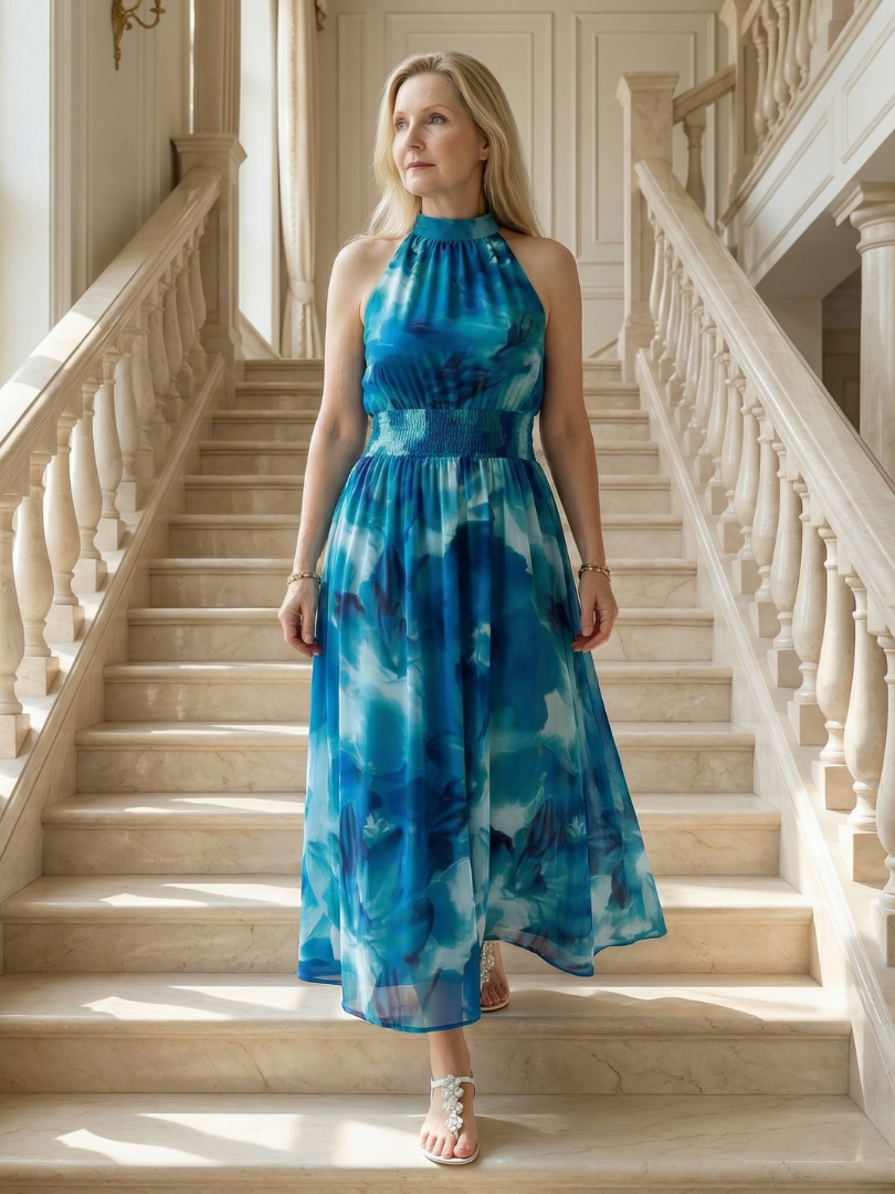 Élodie | Robe Midi Halter Élégante
