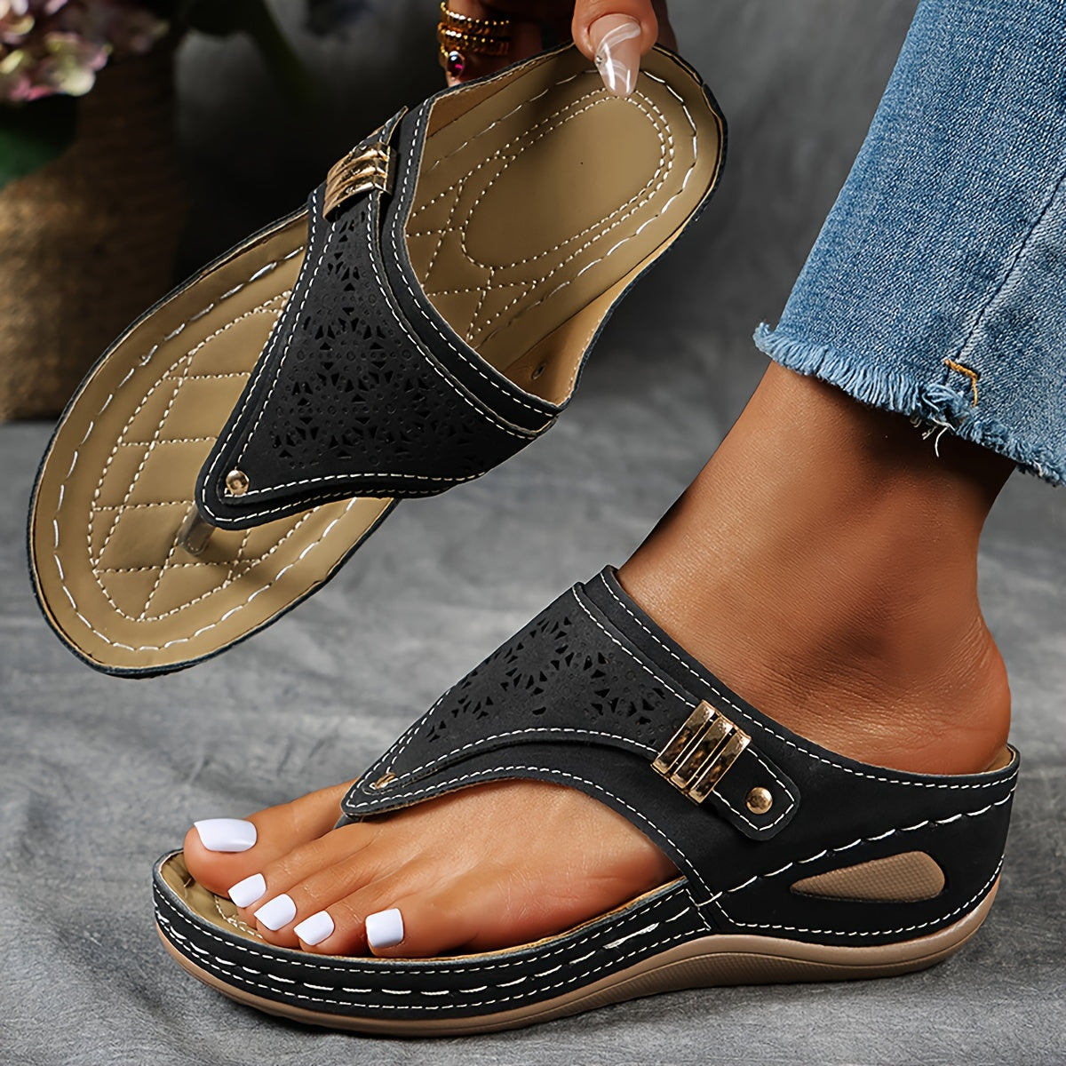 Élise | Sandales ouvertes avec détail boucle