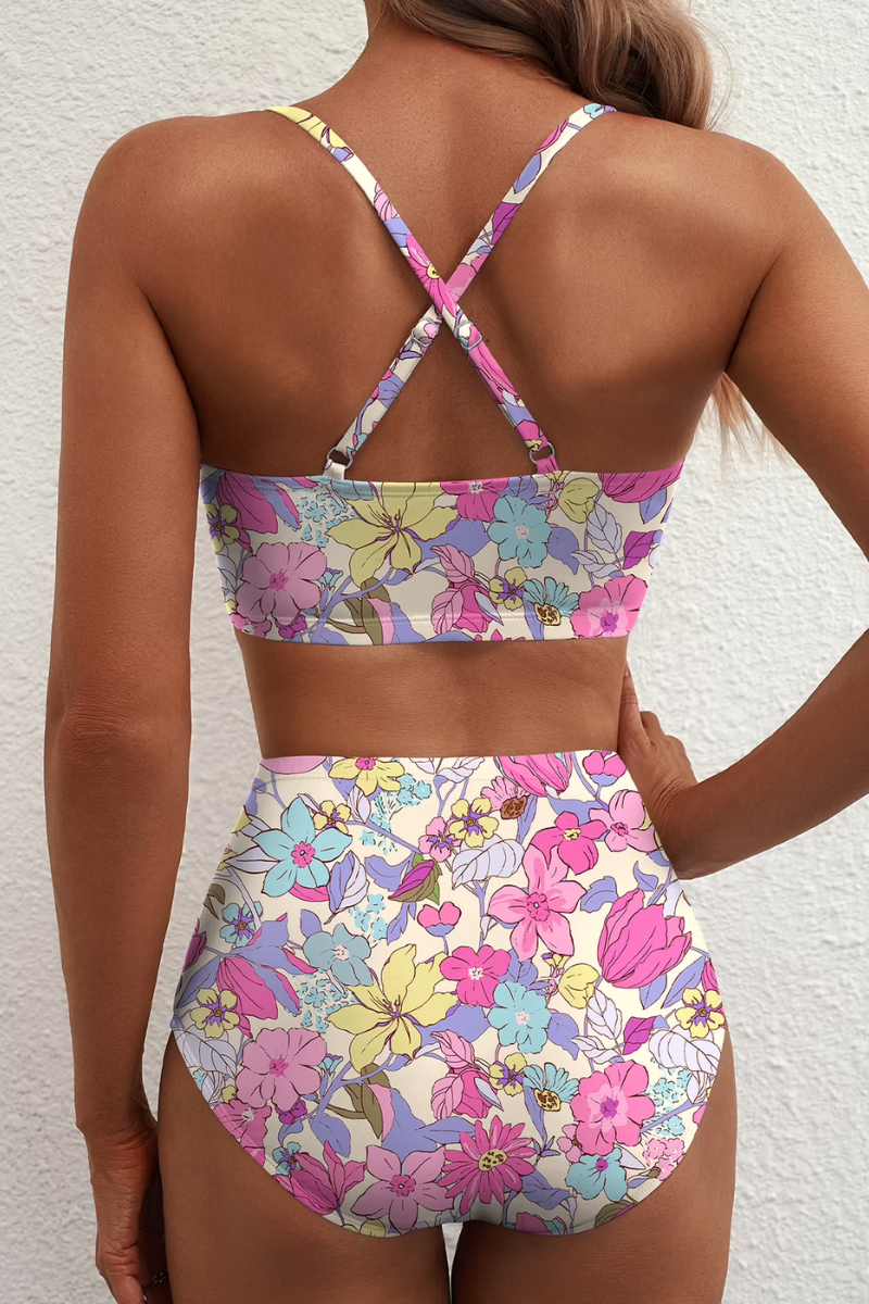 Léa | Bikini taille haute à carreaux