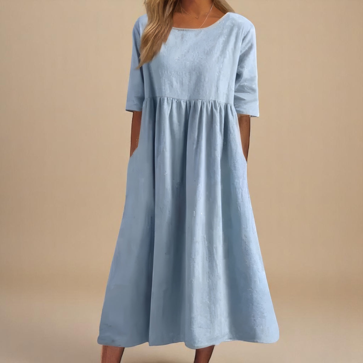 Elana | Robe midi ample à manches mi-longues