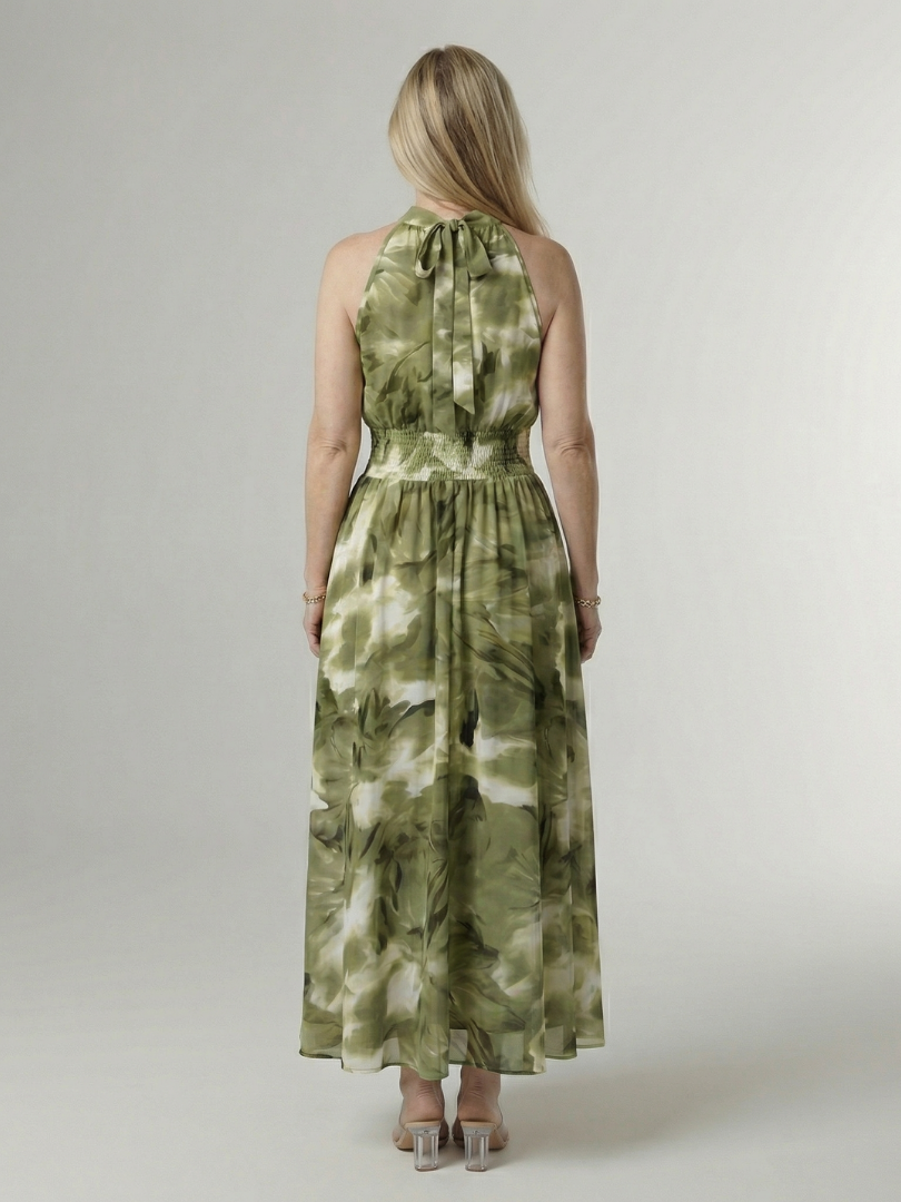 Élodie | Robe Midi Halter Élégante