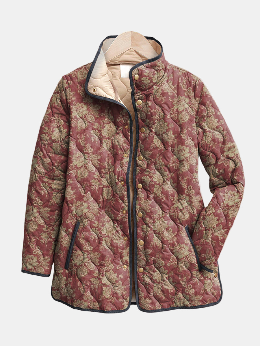 Hortense | Veste matelassée damas prune