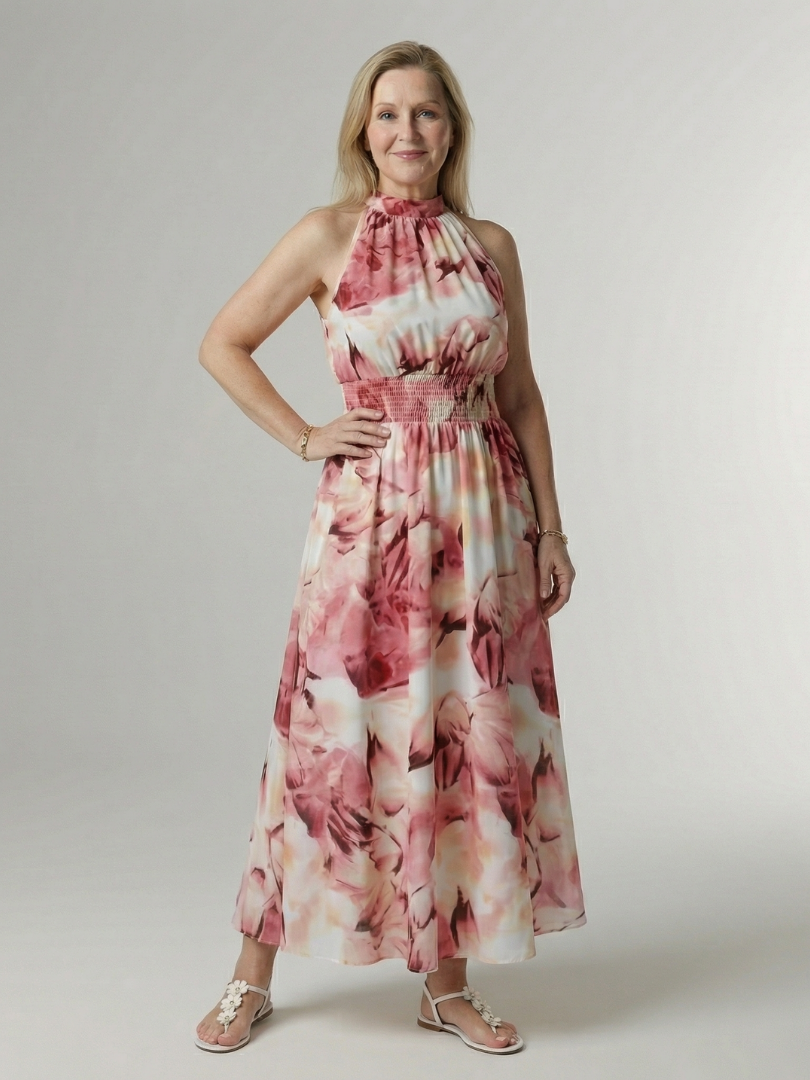 Élodie | Robe Midi Halter Élégante