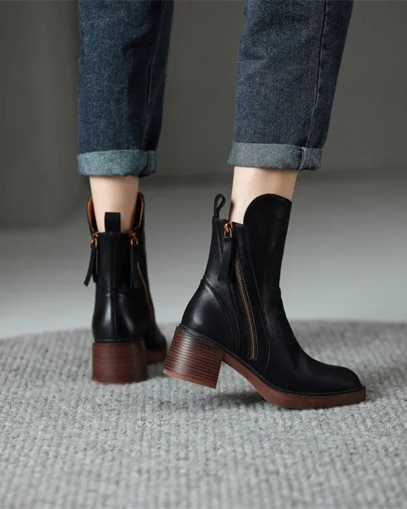 Léonie | Bottines en cuir à talon confortable