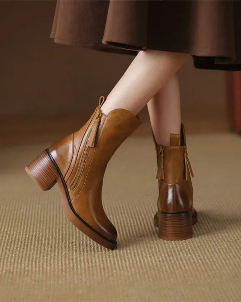 Léonie | Bottines en cuir à talon confortable