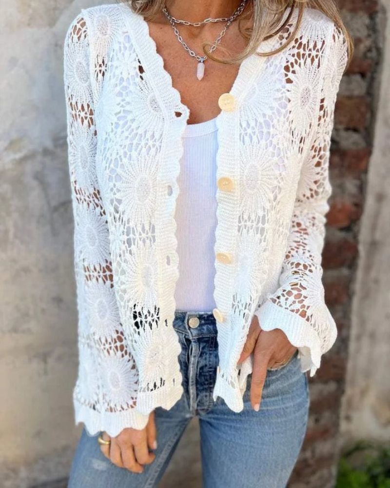 Isadora | Gilet en crochet élégant à boutons