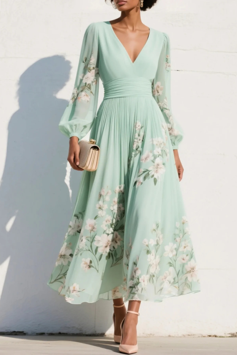 Sophie | Robe romantique fleurie à taille marquée