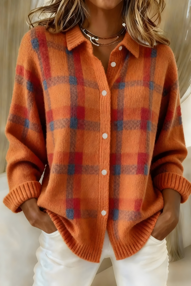 Candela | Veste en Tricot à Carreaux