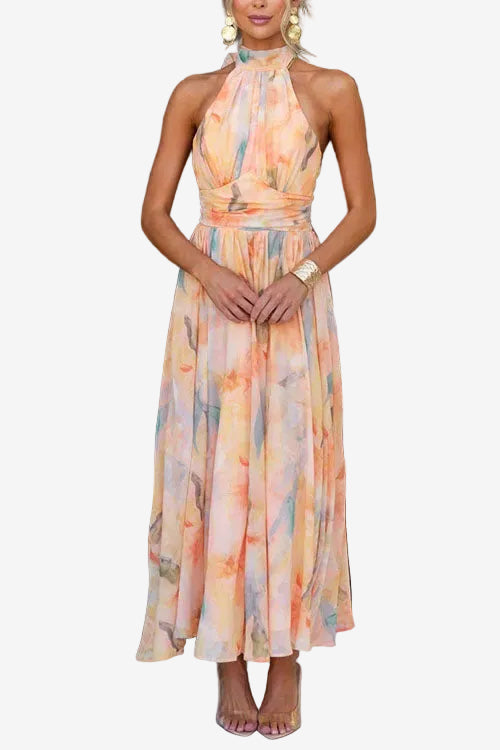 Aurélie | Robe longue fluide à col halter