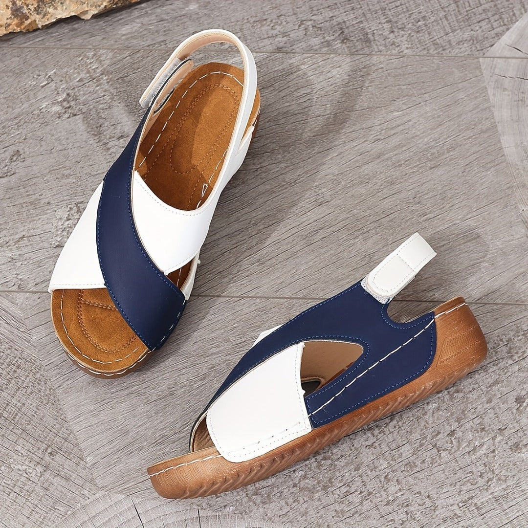 Clara | Sandales confort bicolores à semelle ergonomique