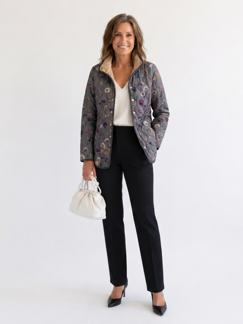 Héloïse | Veste matelassée fleurs séchées