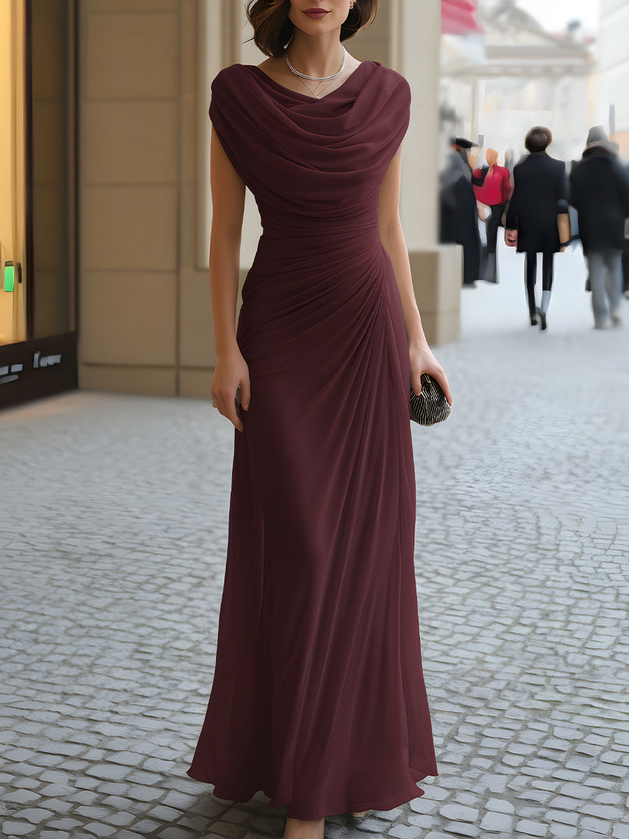 Naira | Robe Longue à Col Drapé