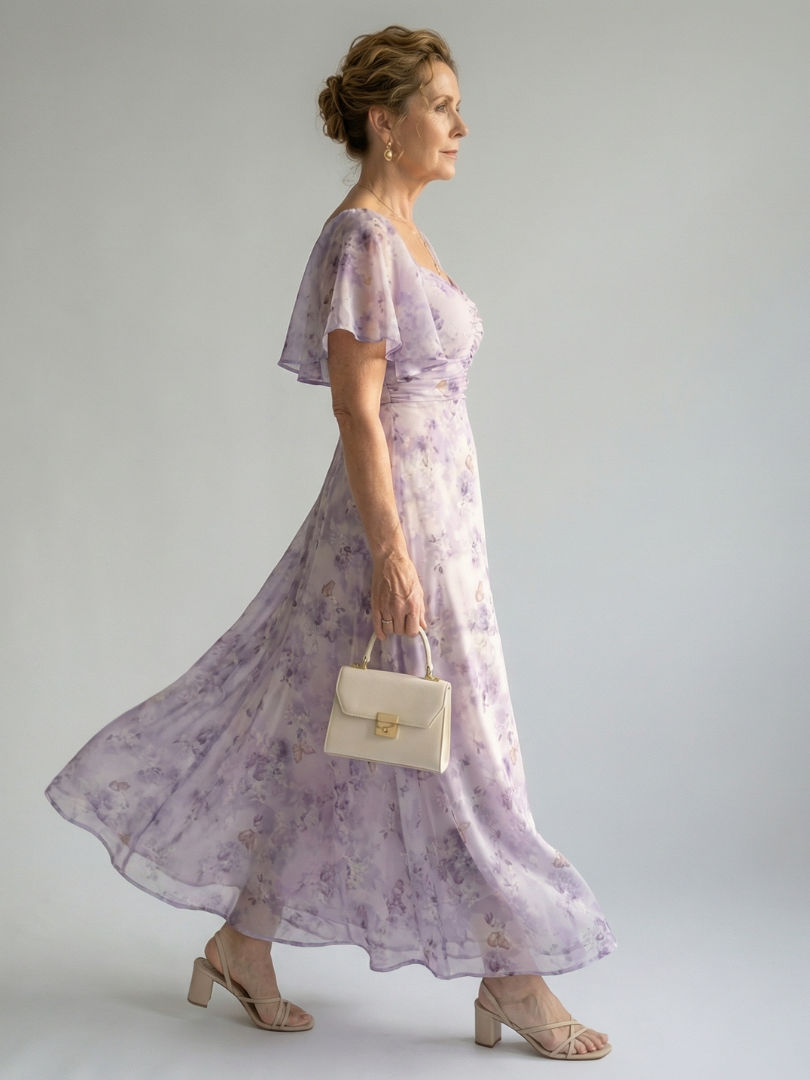 Camille | Robe Midi à Manches Volantes Élégantes