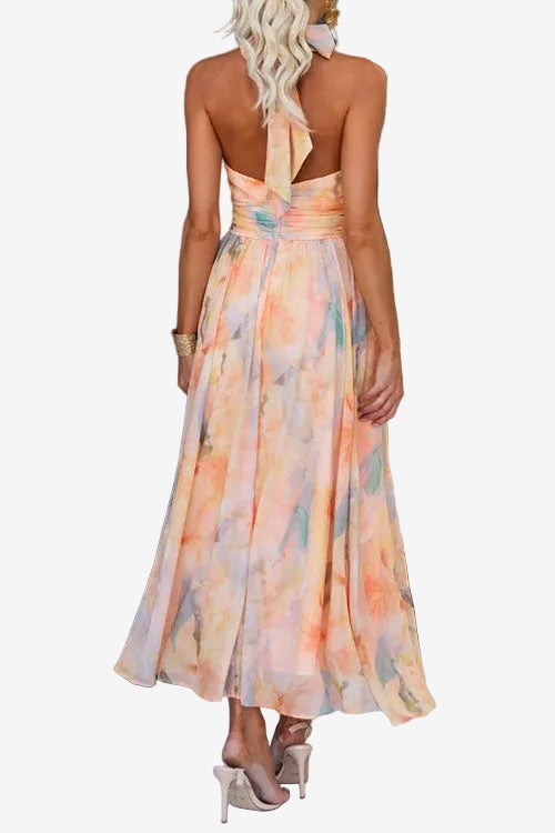 Aurélie | Robe longue fluide à col halter