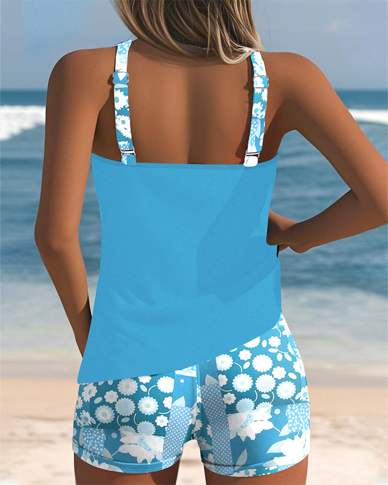 Maëlle | Tankini sportif à imprimé floral