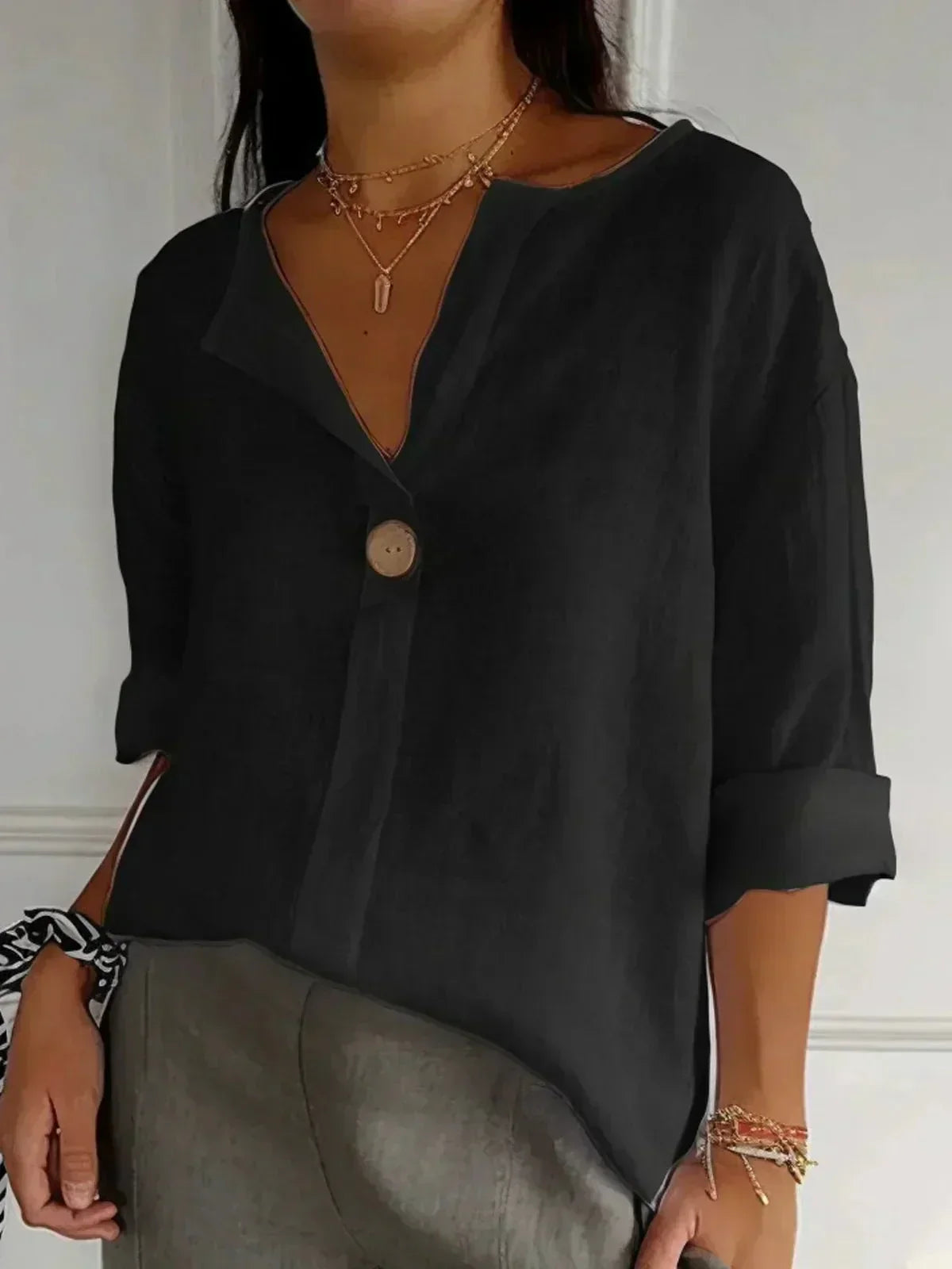 Cléa | Blouse fluide à bouton oversize