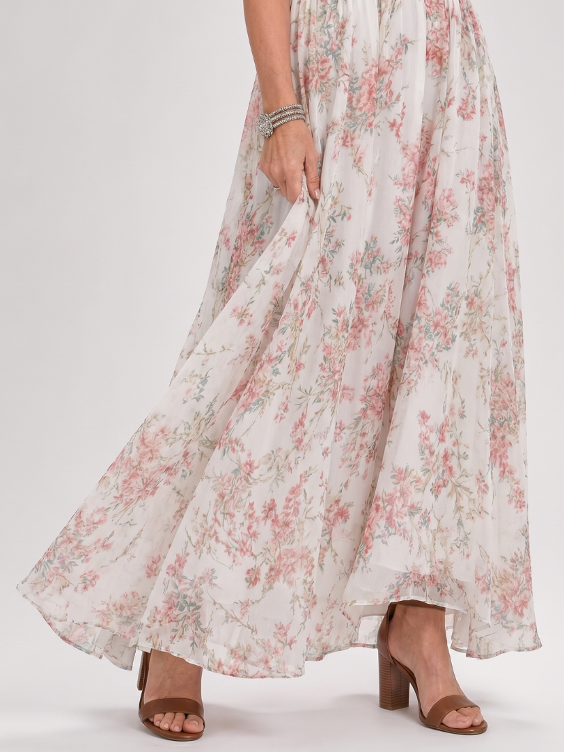 Céleste | Robe Midi à Imprimé Floral Élégant