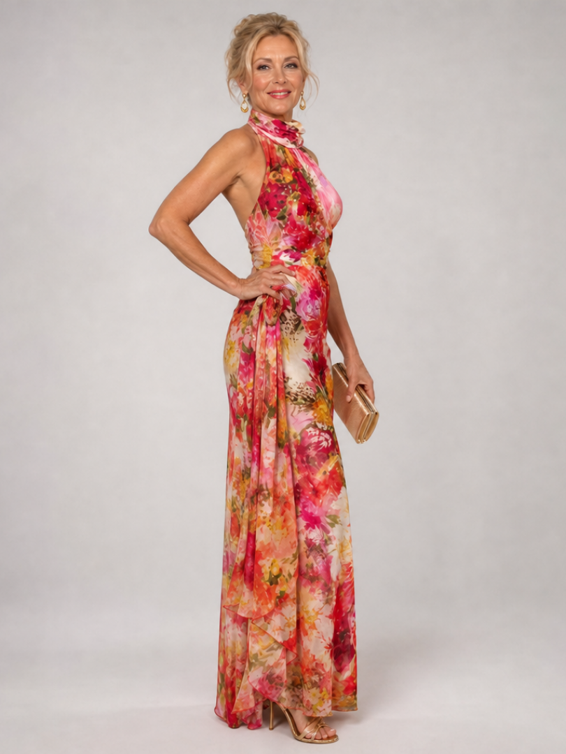 Céleste | Robe Maxi Fluide à Imprimé Floral