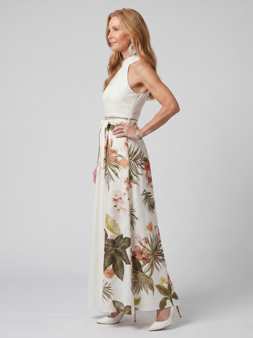 Claire | Robe Maxi Halter avec Drapé Élégant