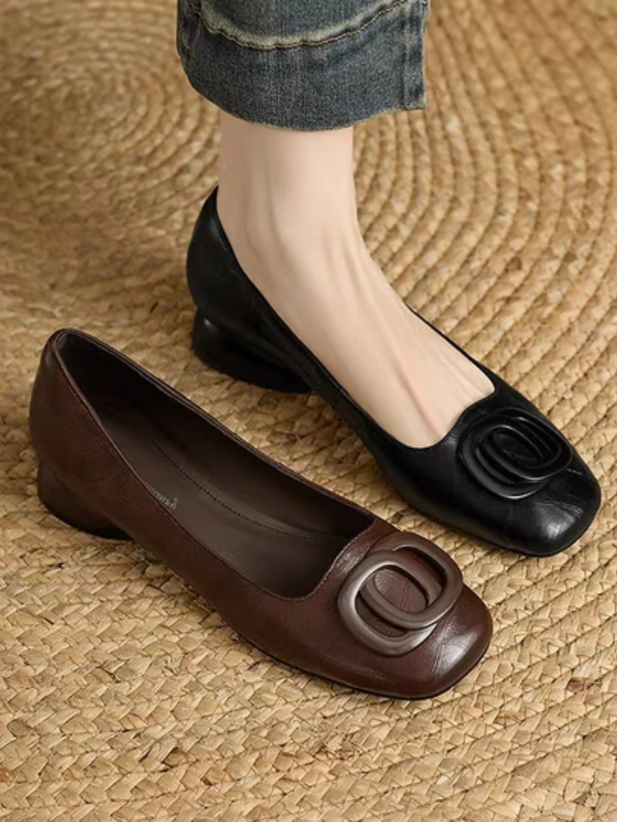 Inès | Ballerines cuir bout carré