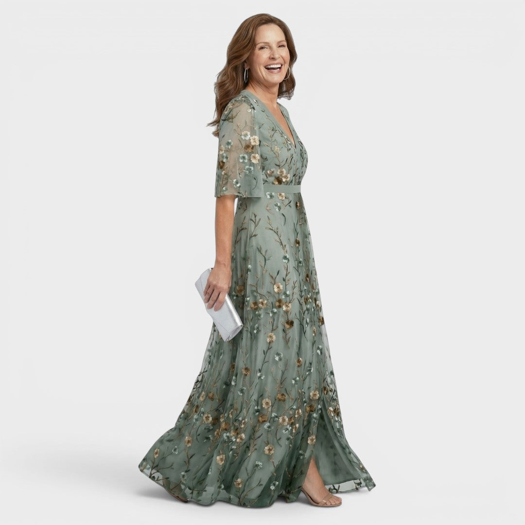 Adèle | Robe longue fluide col halter chic