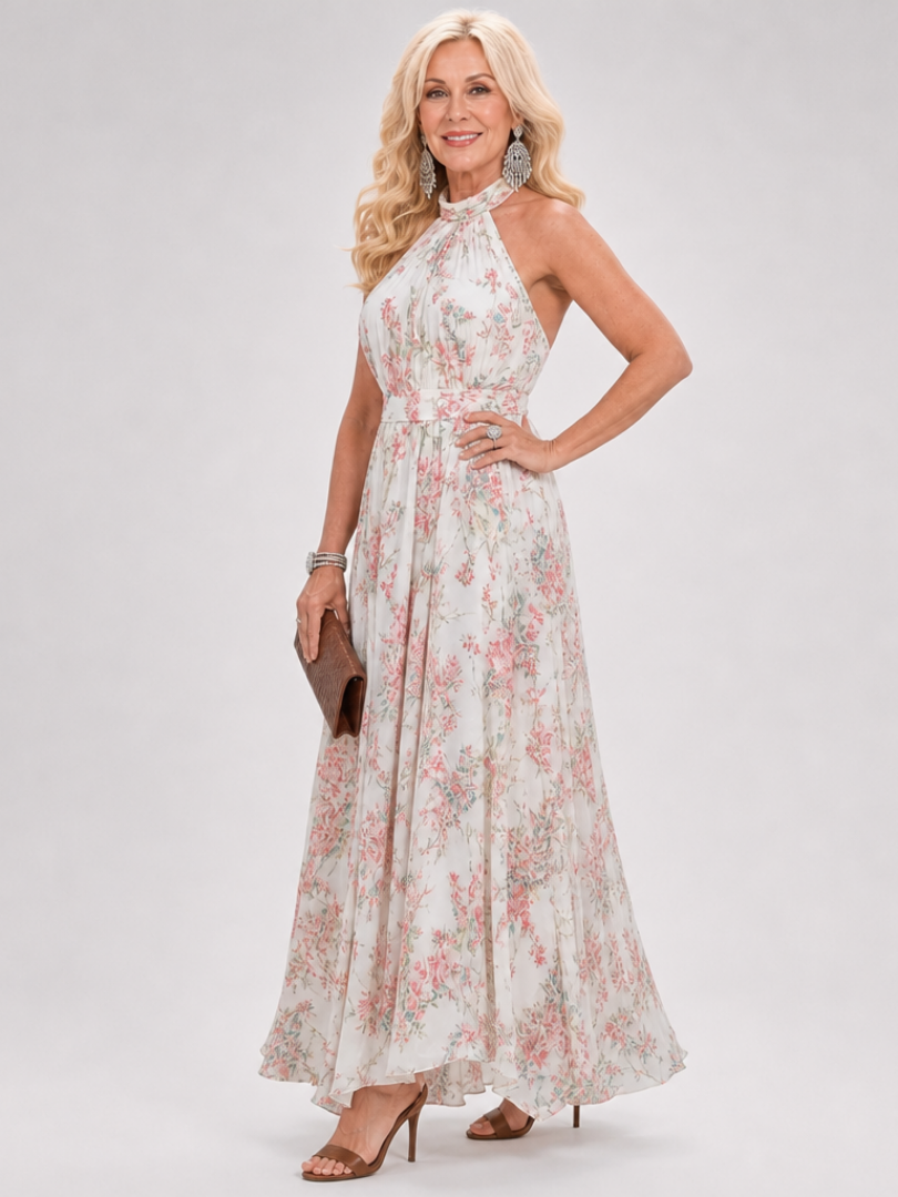Céleste | Robe Midi à Imprimé Floral Élégant