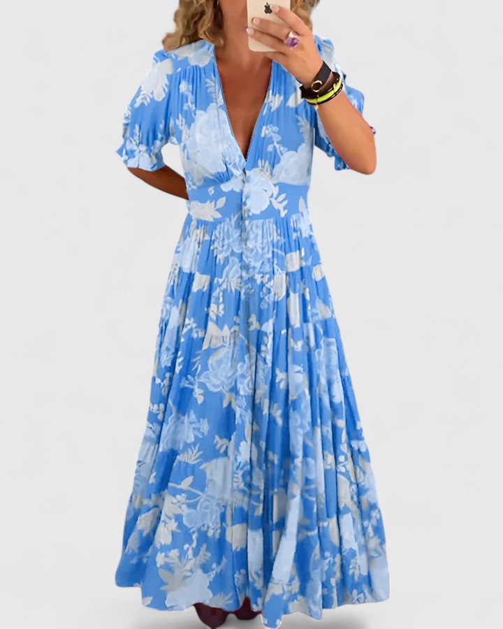 Minelda | Robe Maxi Florale Évasée