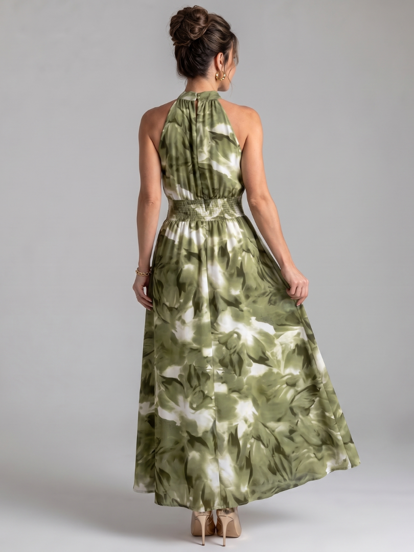 Chloé | Robe Midi Halter Fluide Élégante