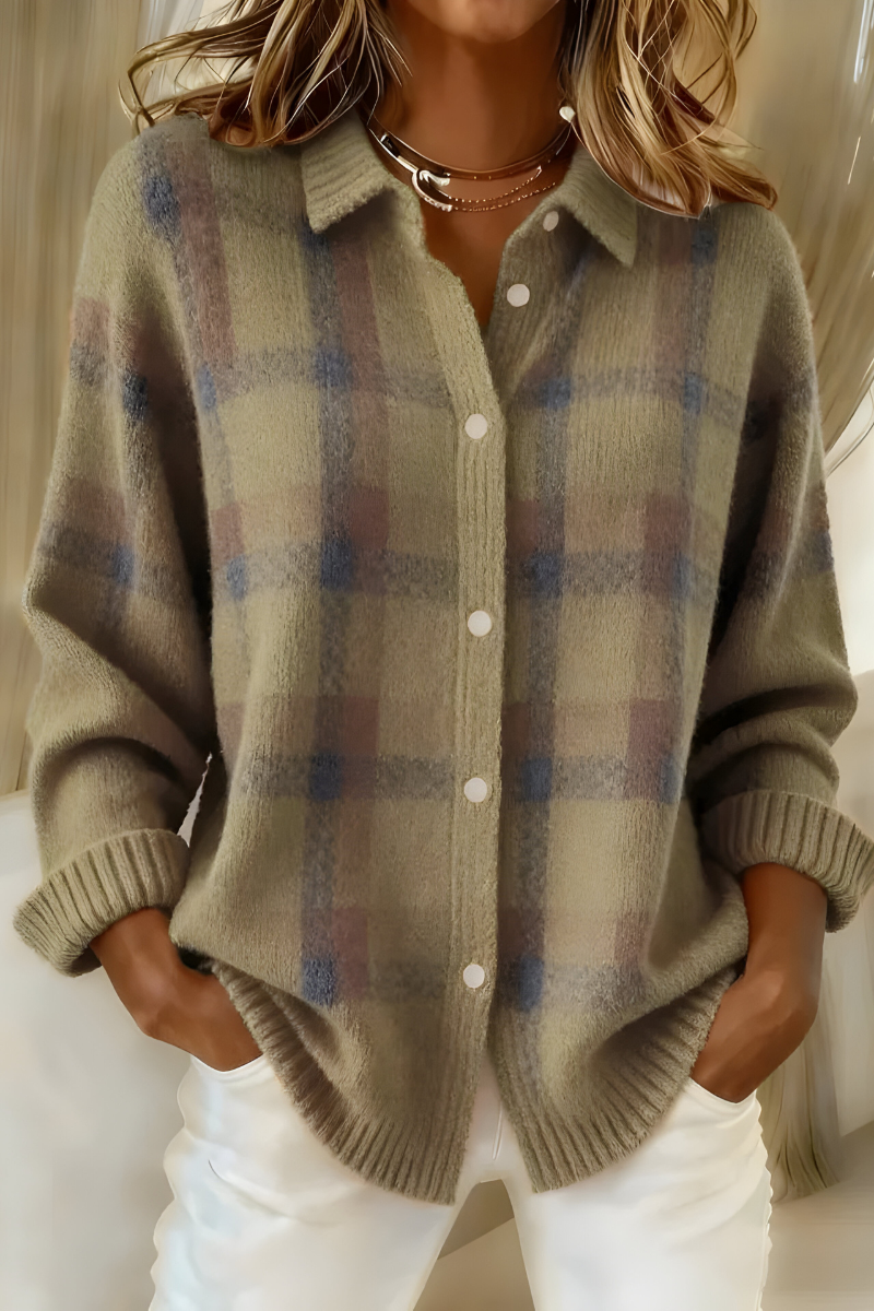 Candela | Veste en Tricot à Carreaux