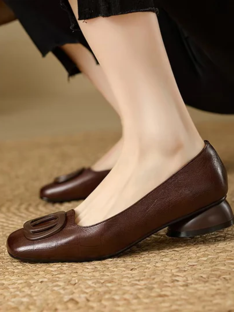Inès | Ballerines cuir bout carré