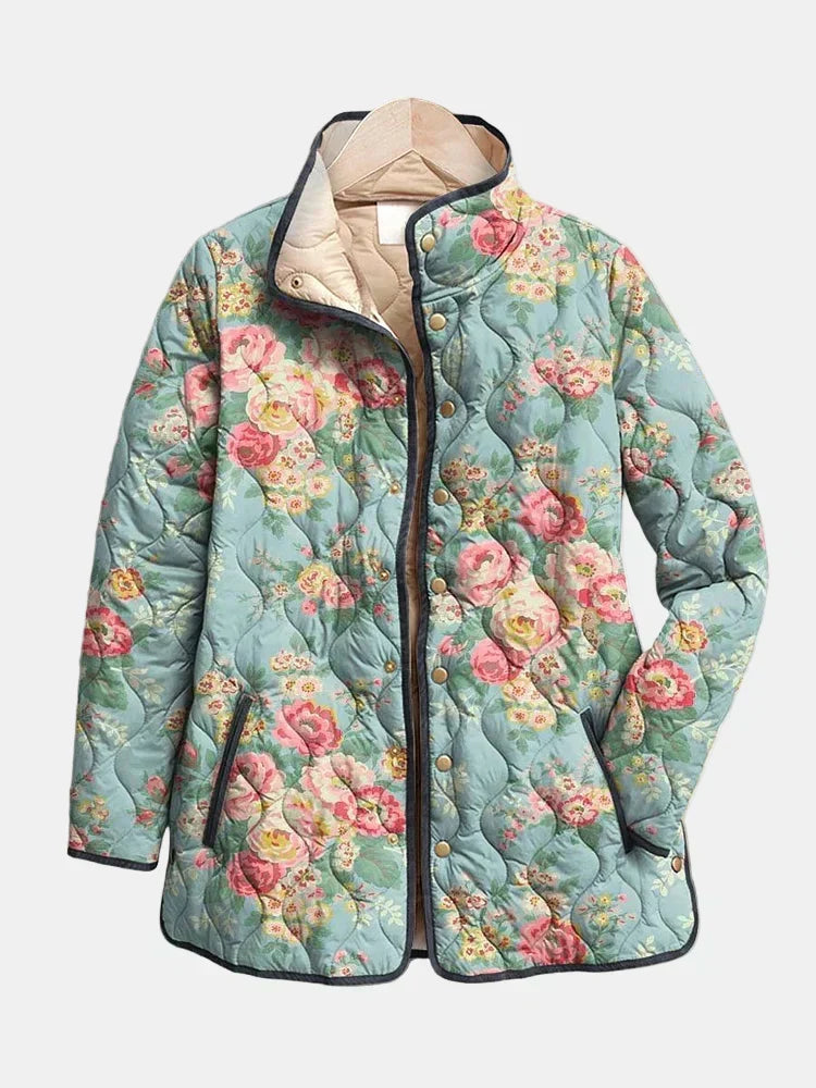 Irène | Veste matelassée roses céladon