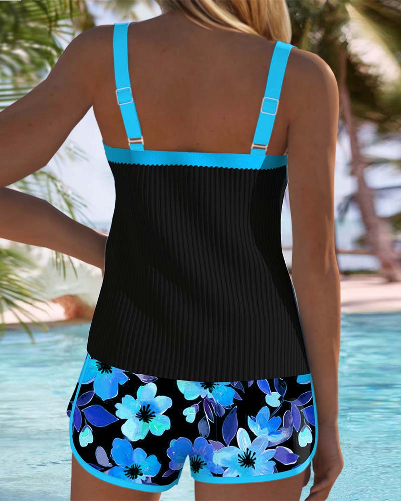 Lyséa | Tankini côtelé avec short fleuri
