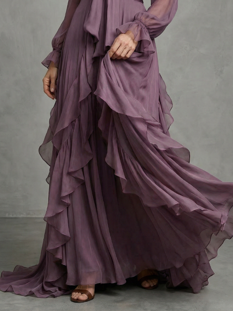 Élodie | Robe maxi à volants fluides