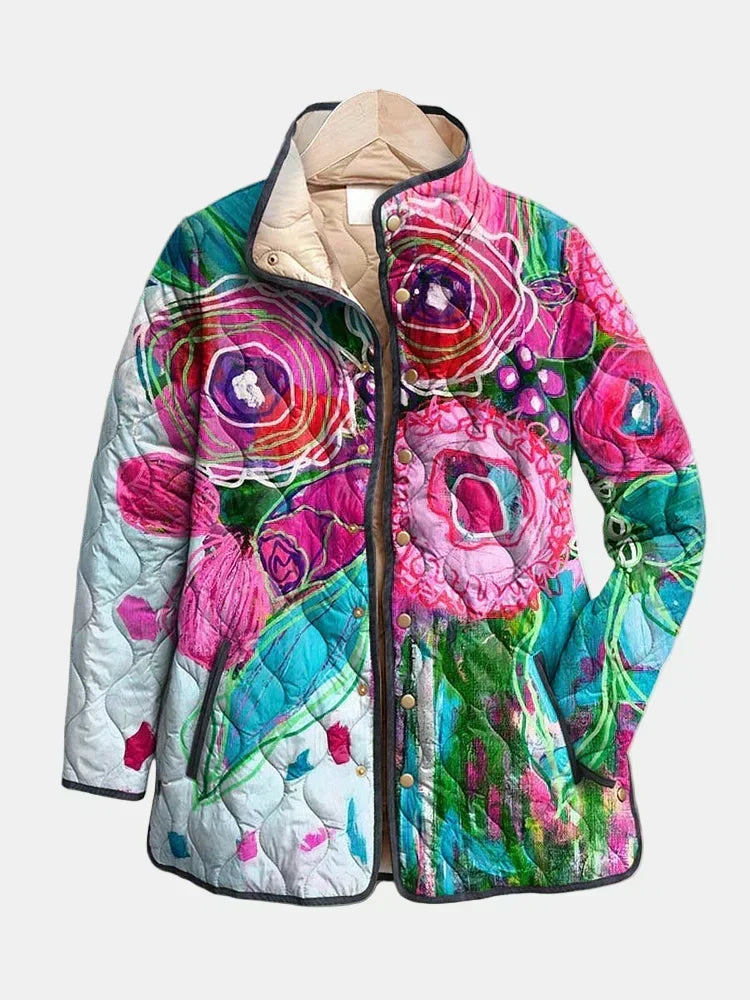 Nadège | Veste matelassée aquarelle florale