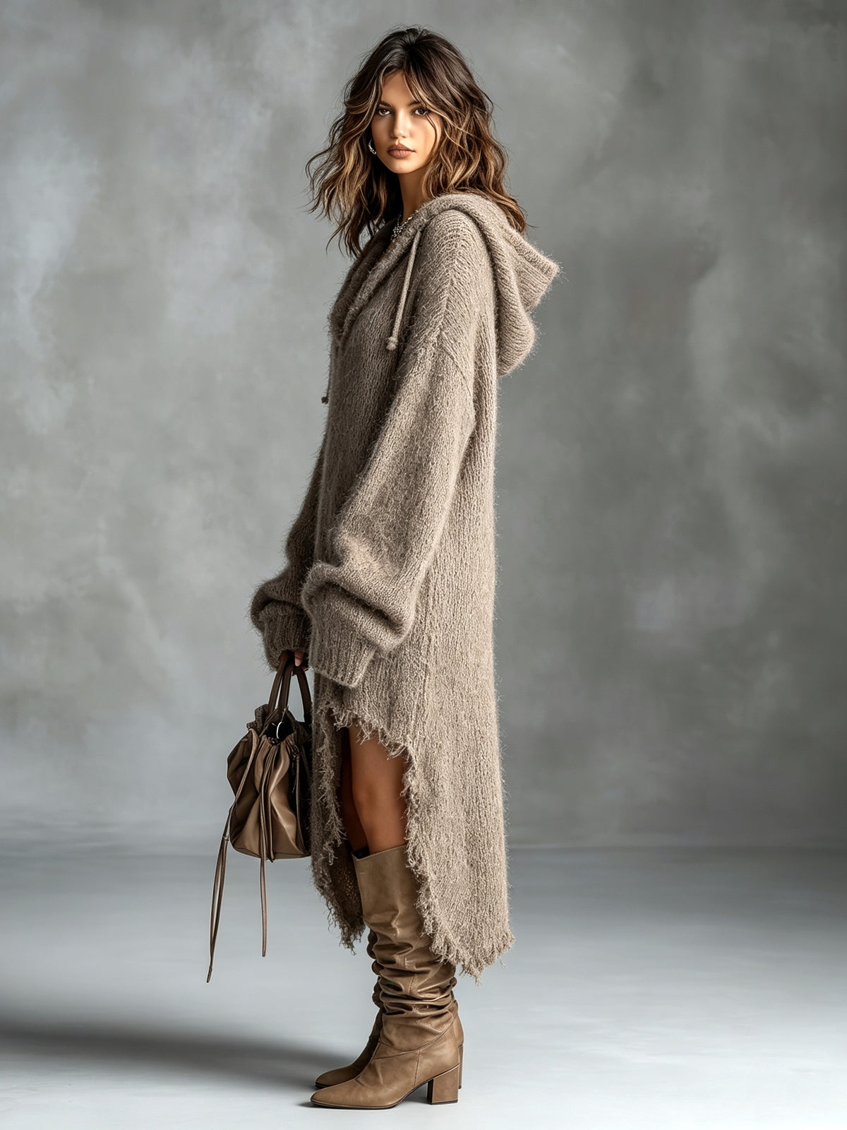 Sixtine | Robe midi à capuche coupe oversize